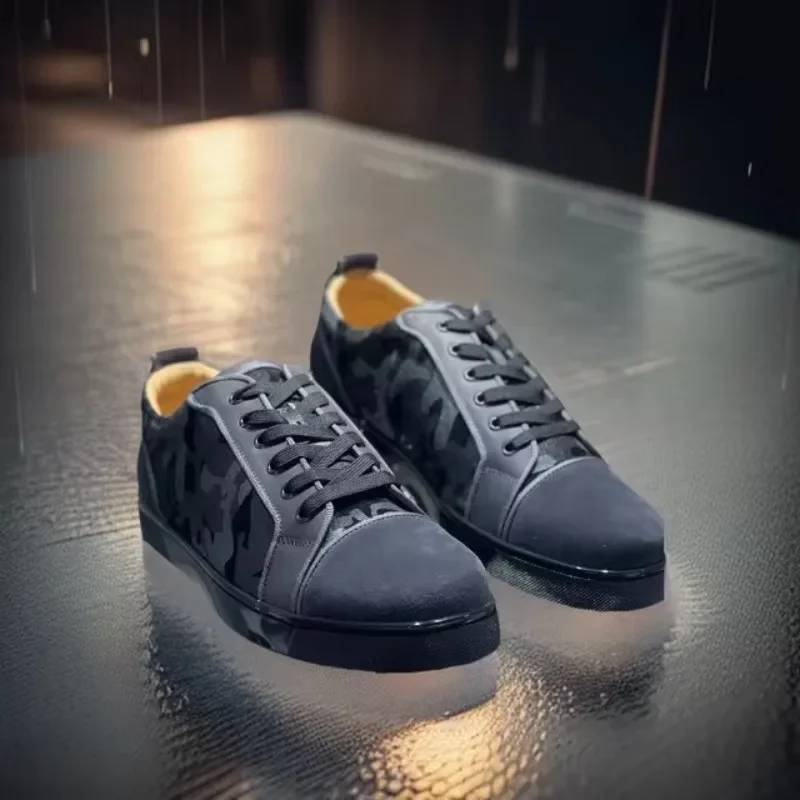 Модные мужские кроссовки с низким верхом и красной подошвой роскошные