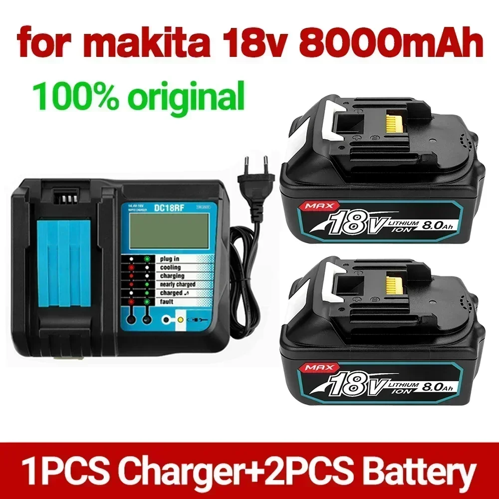 Rechargeable Battery BL1860B 18V 6000mAh Backup For Makita 18VBL1860 BL1840 BL1850 Cordless Drill With DC18RF 3A Charger