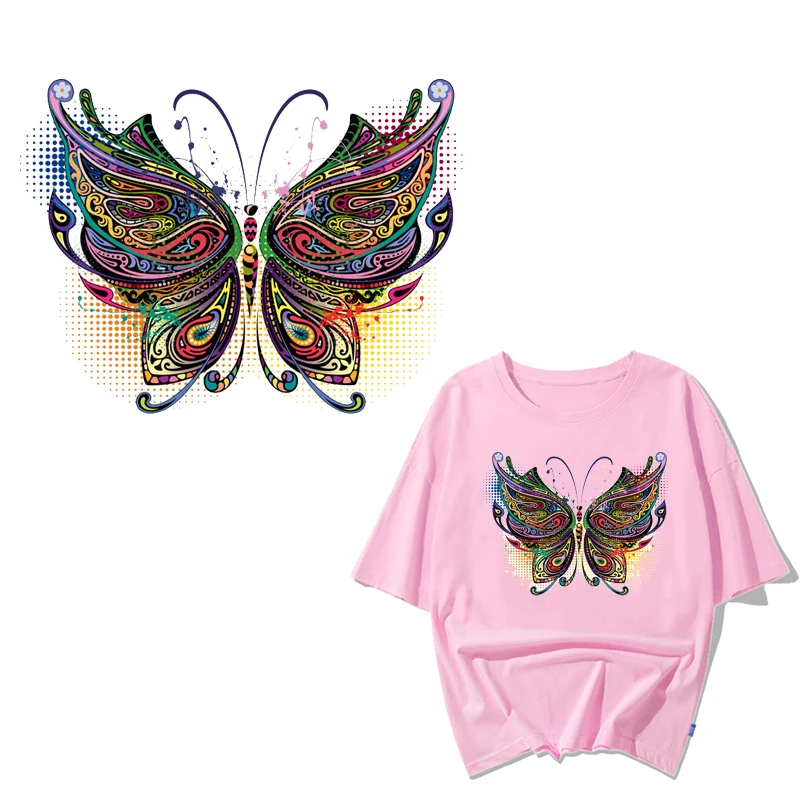 

Heat Transfer Vinyl Stickers on Clothes Badges Applique Thermal Press Iron on Butterfly Patches for Clothing DIY T-shirt Jeans