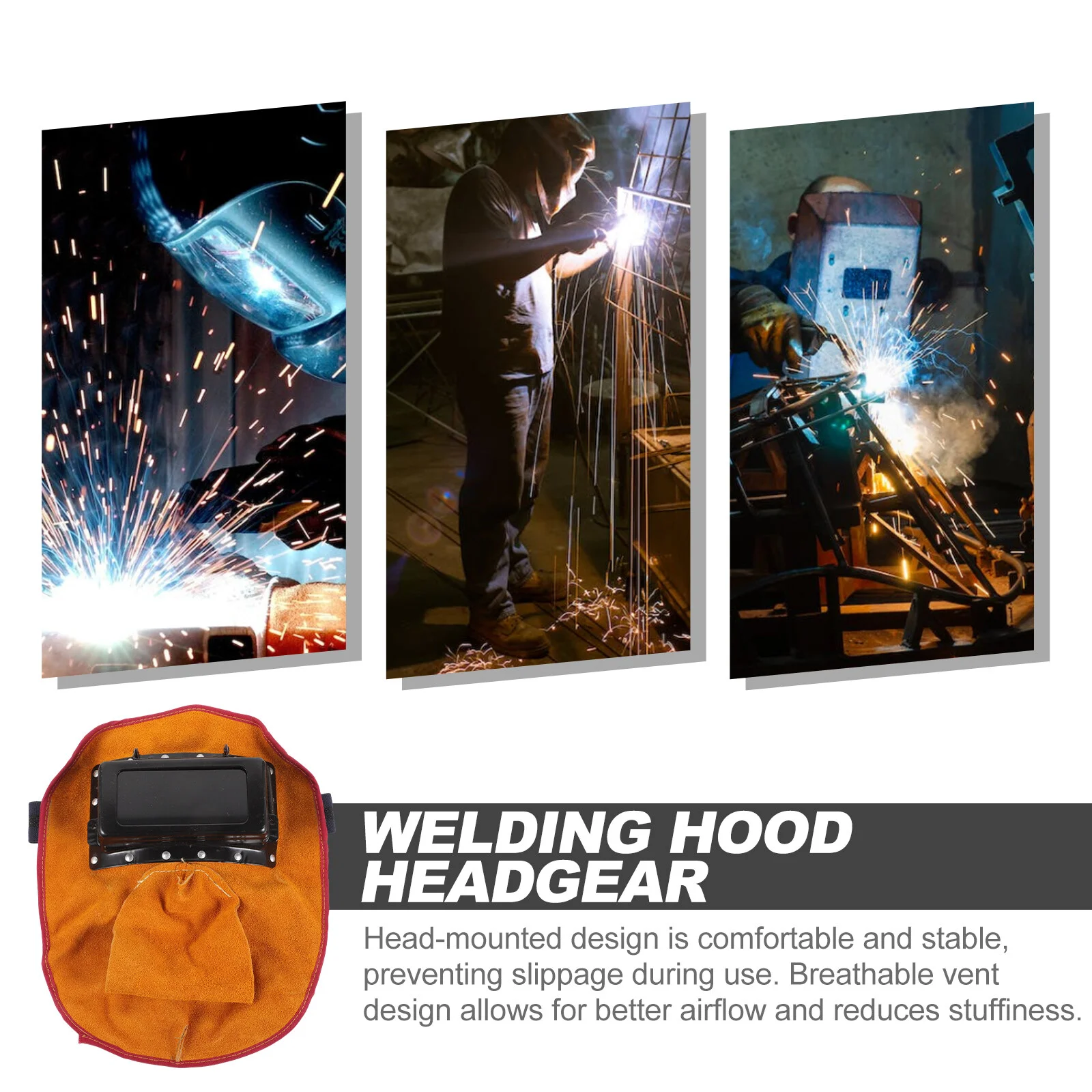 

Safety Mask Welding Hood Work Hat Adjustable Cowhide Suede Protective Gear Shield Cap