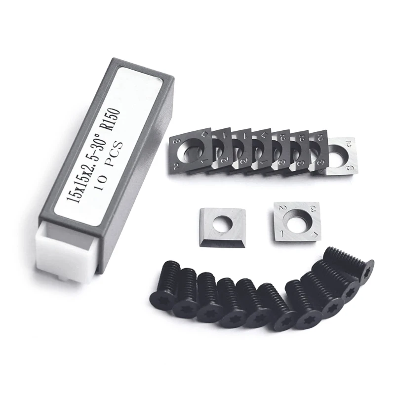 

652F 15 мм квадратная твердосплавная вставка для токарной обработки древесины, замена 15X15X2,5 мм-30 ° R150