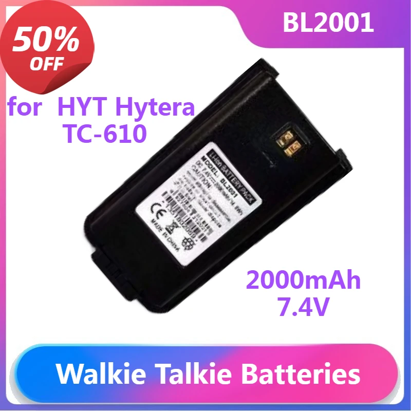 Фото Батарейки для рации BL2001 для рации HYT Hytera TC-610 TC-620, литий-ионный аккумулятор для двусторонней радиосвязи, 2000 мАч, 7,4 В №1
