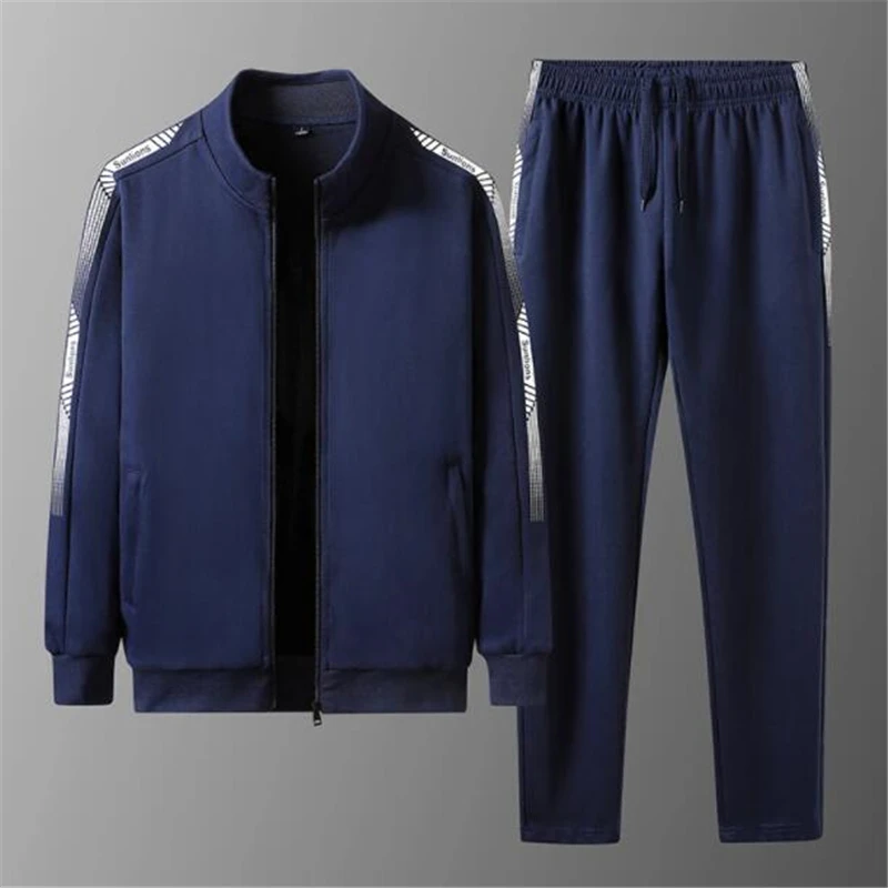

Navy tracksuit guy Spring and autumn thin collar men's wear Pure cotton recreational running sportswear