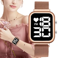 rose gold womens watches luxury led digital watch for women stainless steel wristwatch ladies fashion watch women reloj mujer