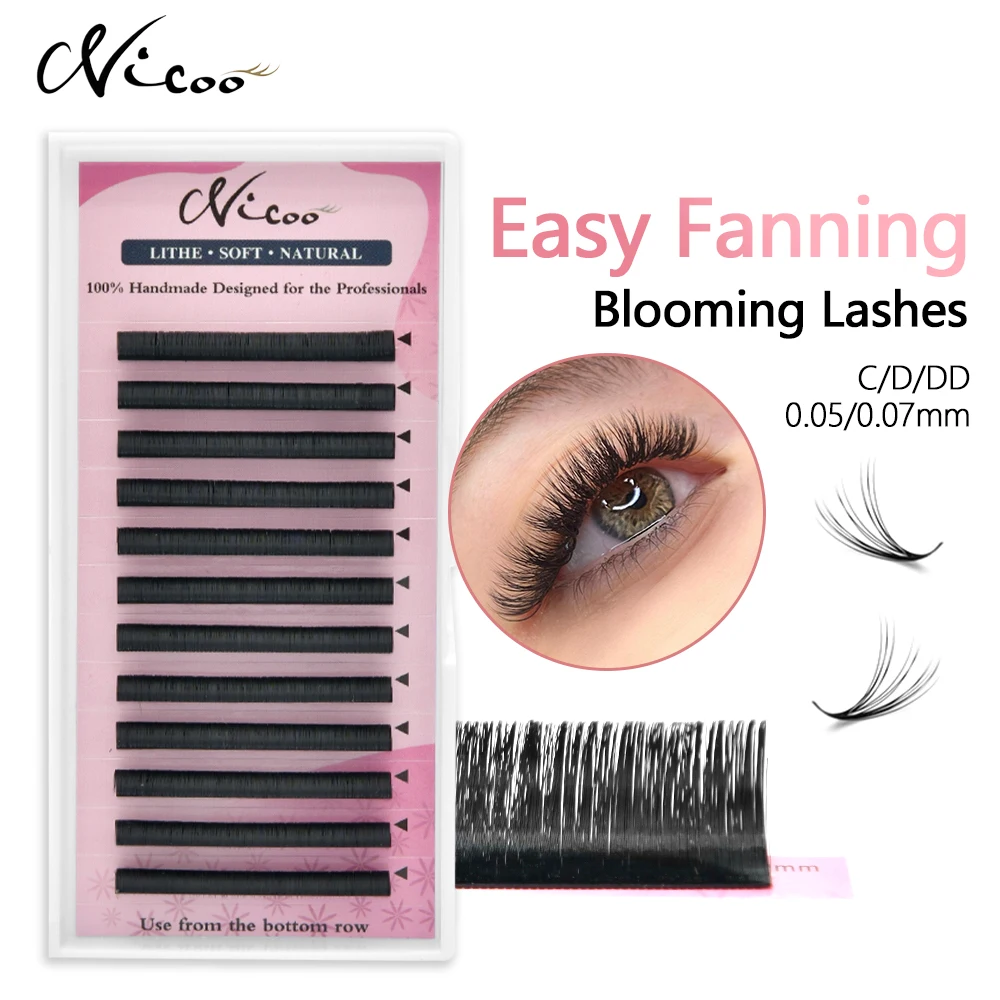 

NICOO Easy Fan Lashes Eyelash Extension Wispy Natural Faux Mink Volume Fan Individual Blooming Lash Extension Soft Eyelashes