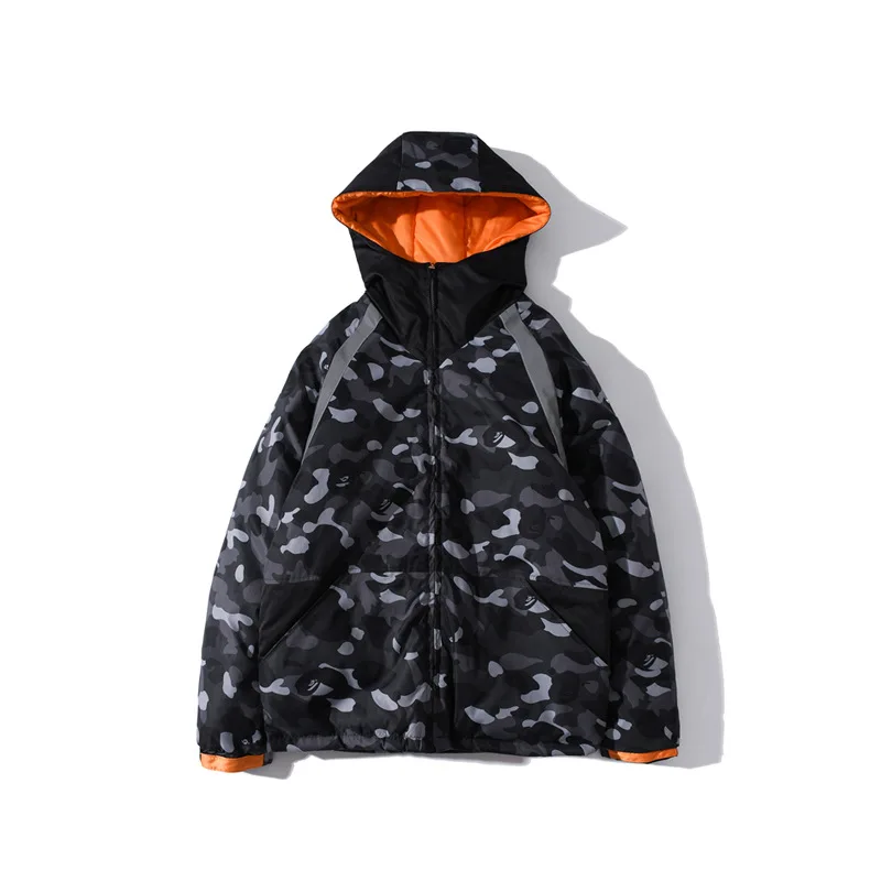 

100%Cotton Embroidery Bape Shark Classic Camouflage Hoodie New High Quality Zipper Sports Jacket For Men Women Hip-hop Oversize