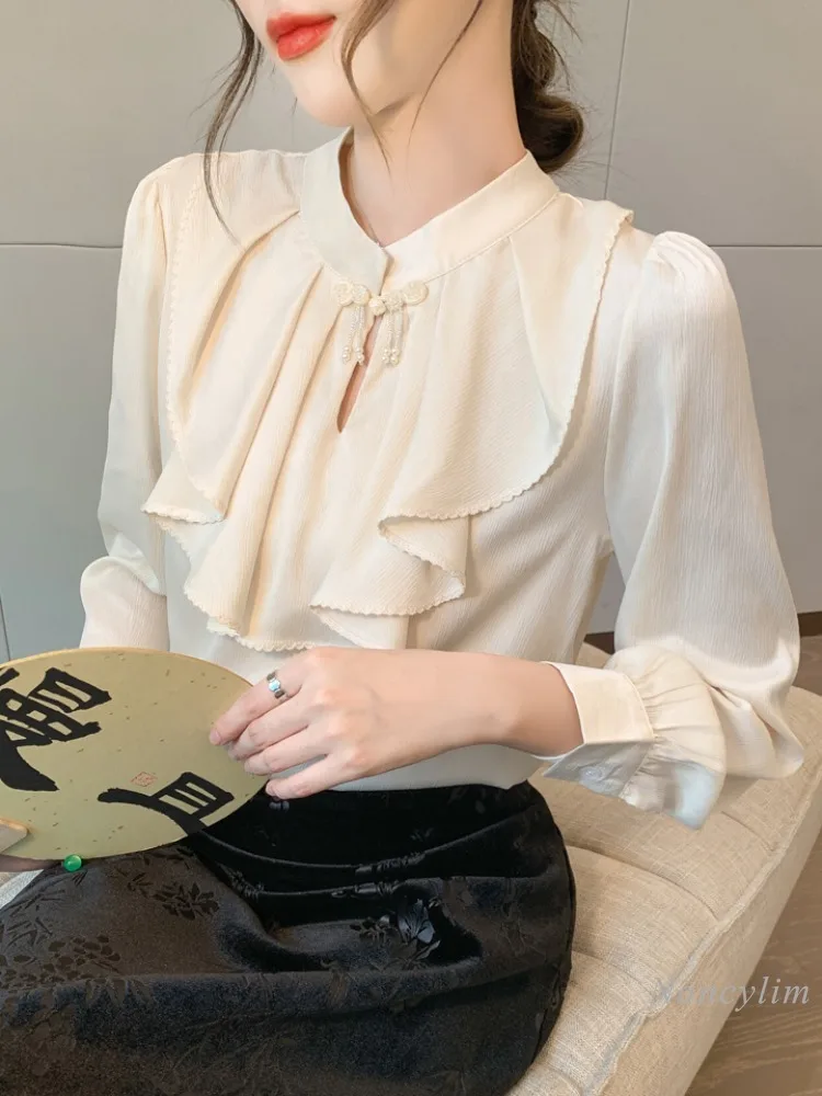 Женская одежда с оборками новинка 2024 Ранняя осень топ уникальным дизайном