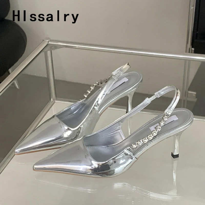 

Hlssalry, новый дизайн, металлическая модель, женские туфли-лодочки, сексуальные туфли с острым носком на тонких высоких каблуках, искусственно...