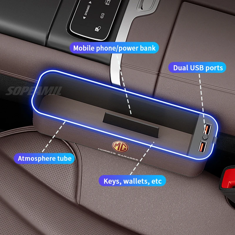 Фото Ящик для хранения автомобильного сиденья, USB-зарядка, слот для сиденья, настроечная лампа для MG ZS HS ES5 MG4 Electric MG S5 EV ONE EZS MG3 MG5 MG6 MG7 №5