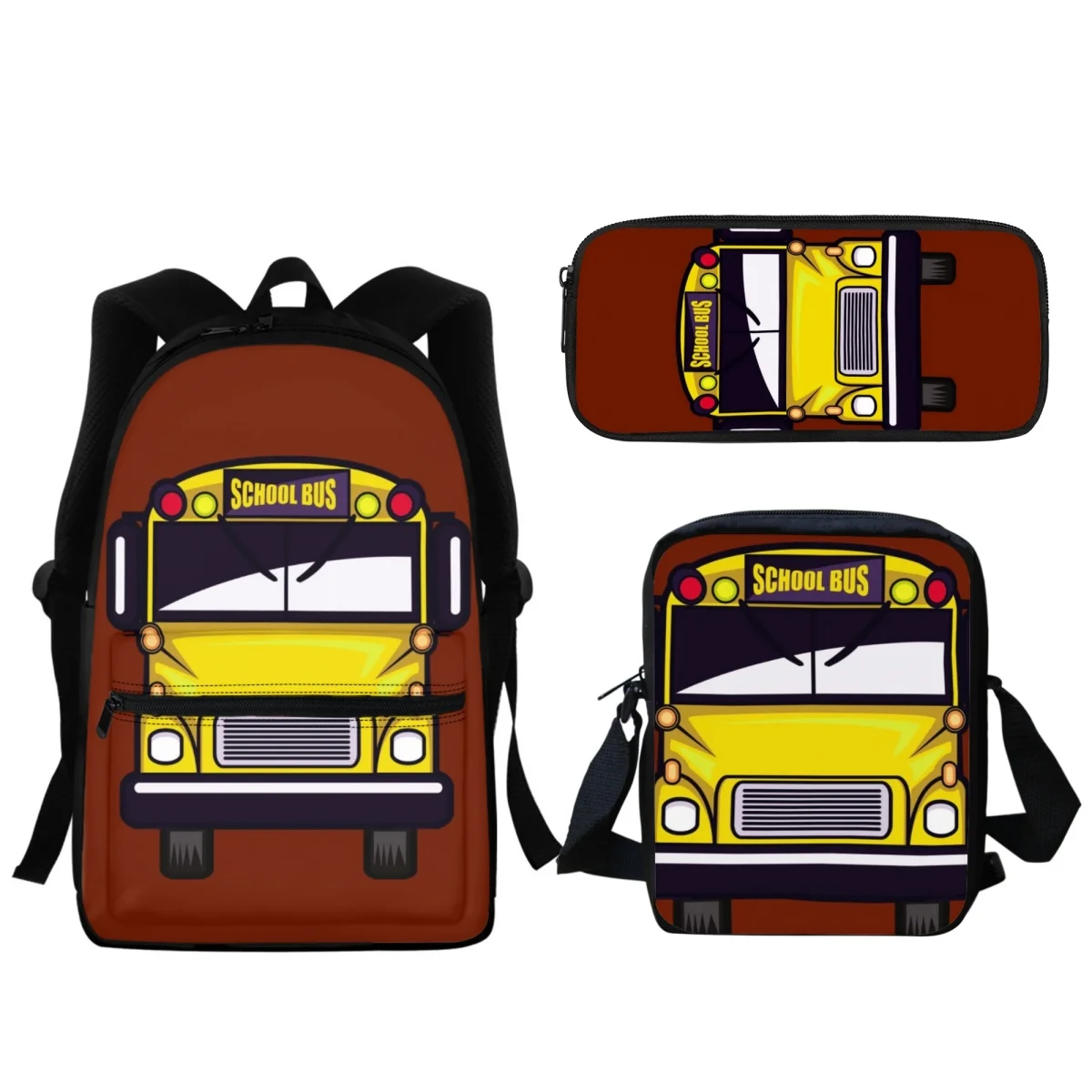 Cartoon School Bus Design Student Backpack Cute Boys Girls Children Fashion Zipper Bookbags Large Capacity Travel Computer Bag