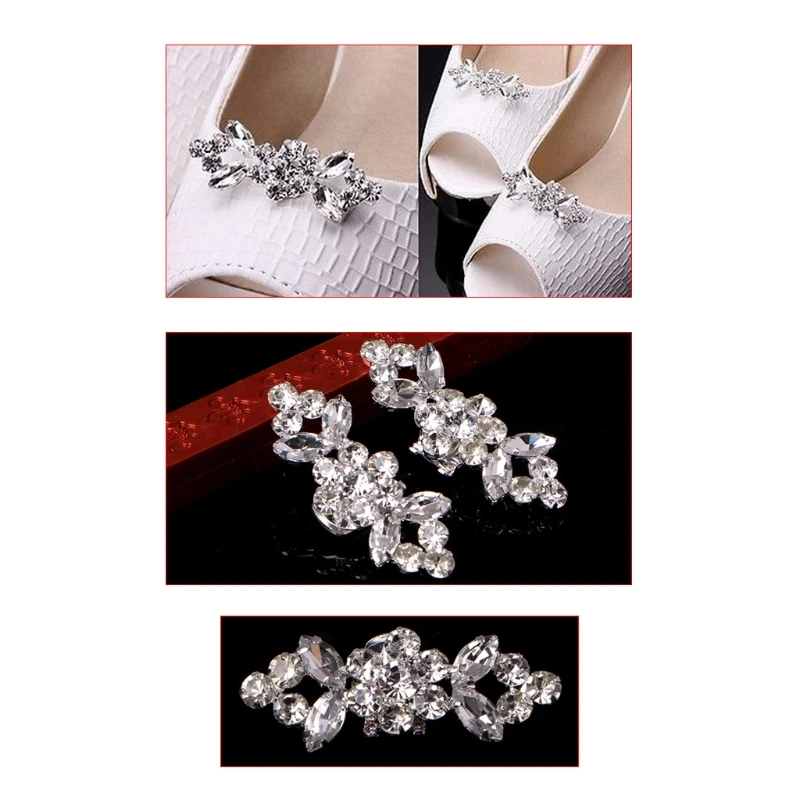 

2Pcs Of 1 Pack Rhinestone Shoes Buckle Fashion Elegant Shoe Clips For Decorating