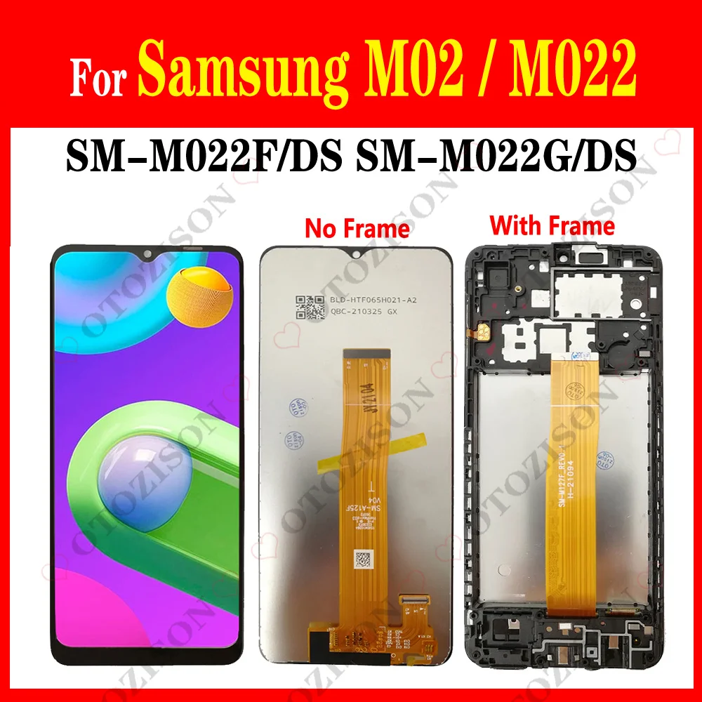 ЖК-дисплей с рамкой для Samsung Galaxy M02 M022F, SM-M022F/DS SM-M022G/DS M022, сменный сенсорный экран с цифровым преобразователем в сборе