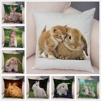 cute rabbit rabbit cushion cover pillowcase pillowcase sofa car home decor pet animal pillowcase polyester pillowcase