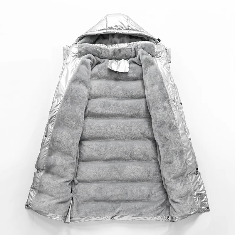 Cotton Coat Mens Medium Length Knee Down Cotton Coat Womens Silver Sportsmans Coat Winter Training Suit