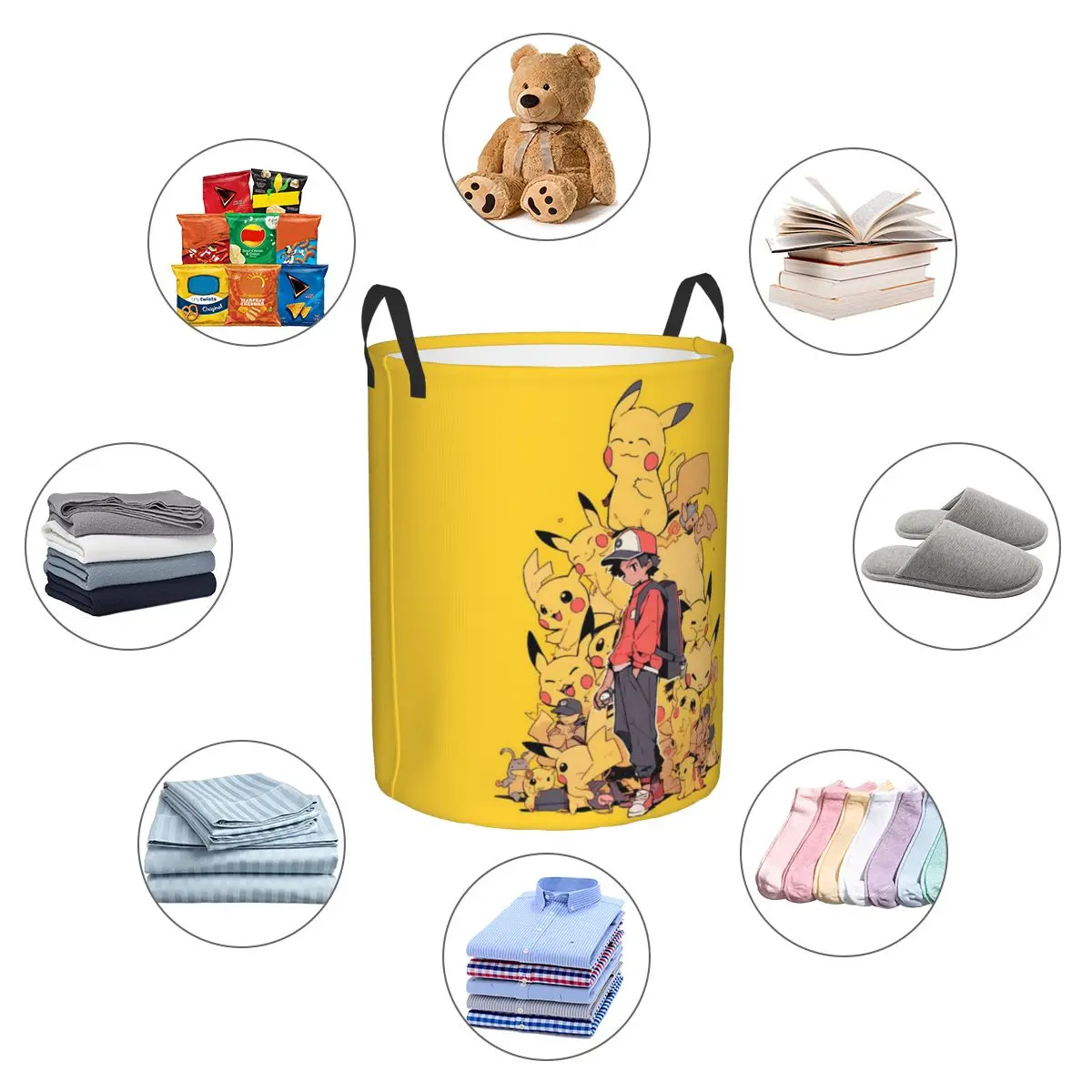 Custom P-Pikachus аниме корзина для белья Складная Большая хранения одежды детская