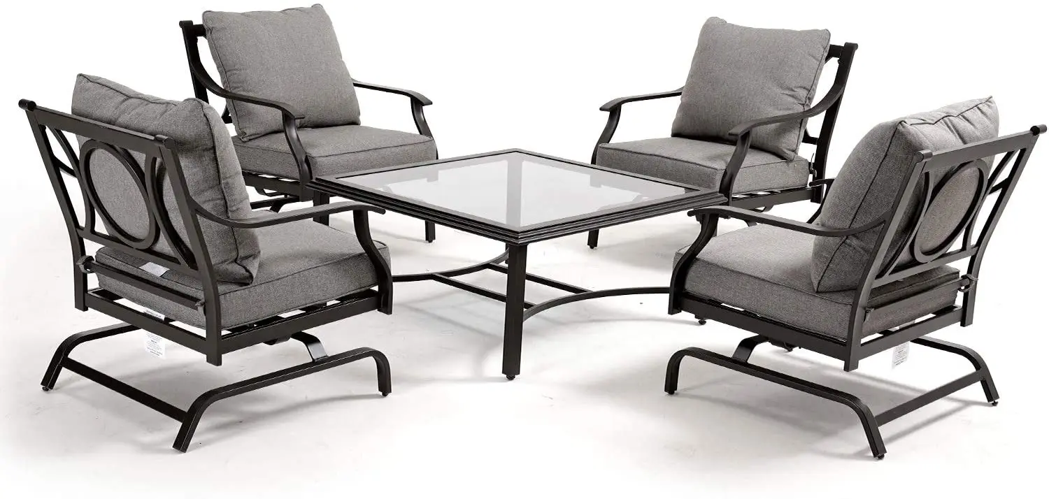 

5 PCS Outdoor Patio Conversation Set Rocking Patio Chair Set