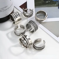 vintage punk gothic rings for women fashion exaggerated antique siver color opening adjustable rings 2022 trends jewelry gift
