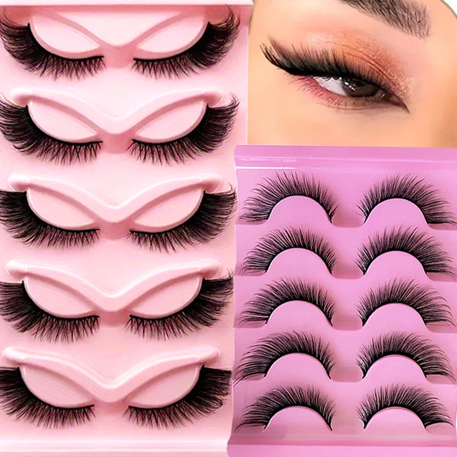 Две коробки (5 + 5) накладных ресниц для глаз из манго. Натуральные густые вьющиеся