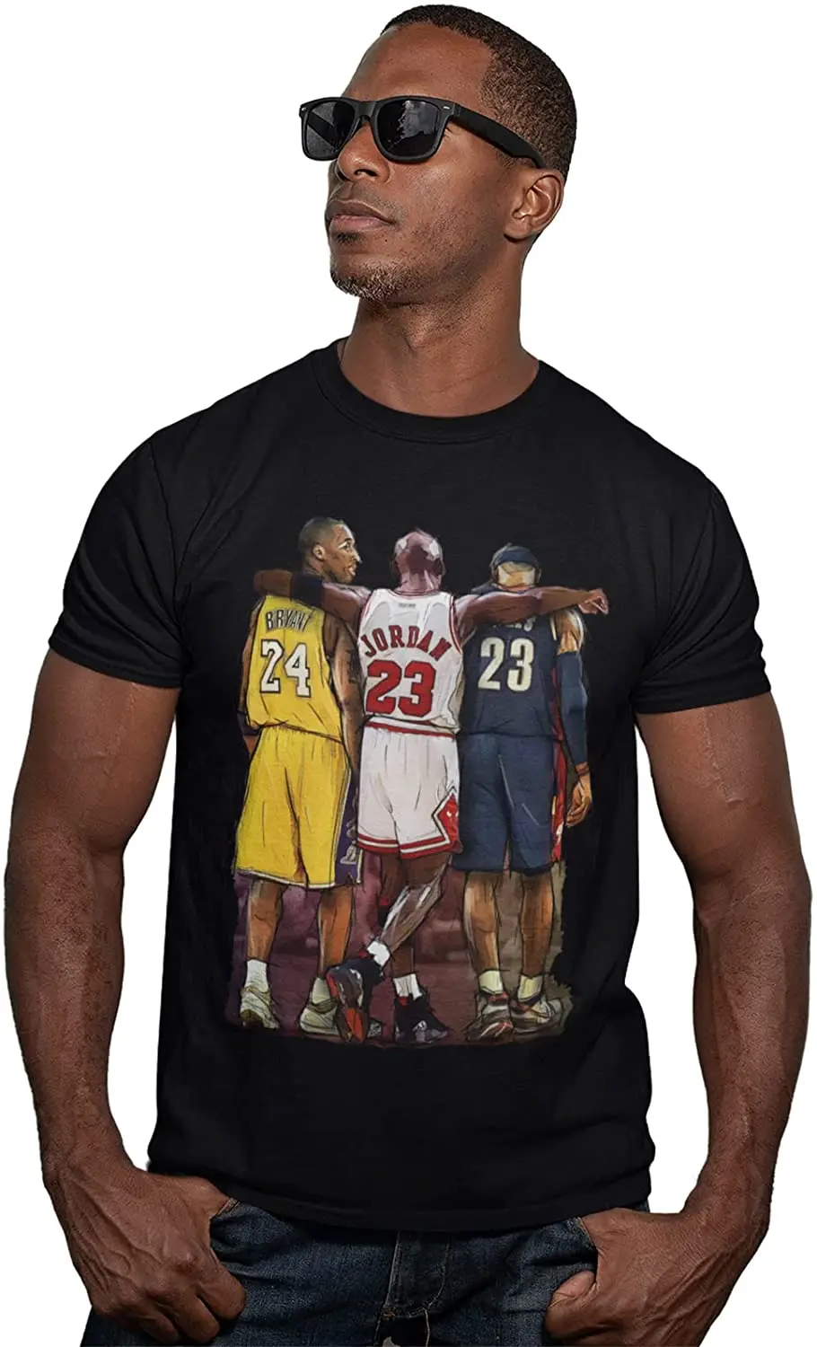 

Men's Famous Classic Basketball Character Kobe James Jordan T-Shirt Black Cool Short Sleeve T-Shirt NBA Tops