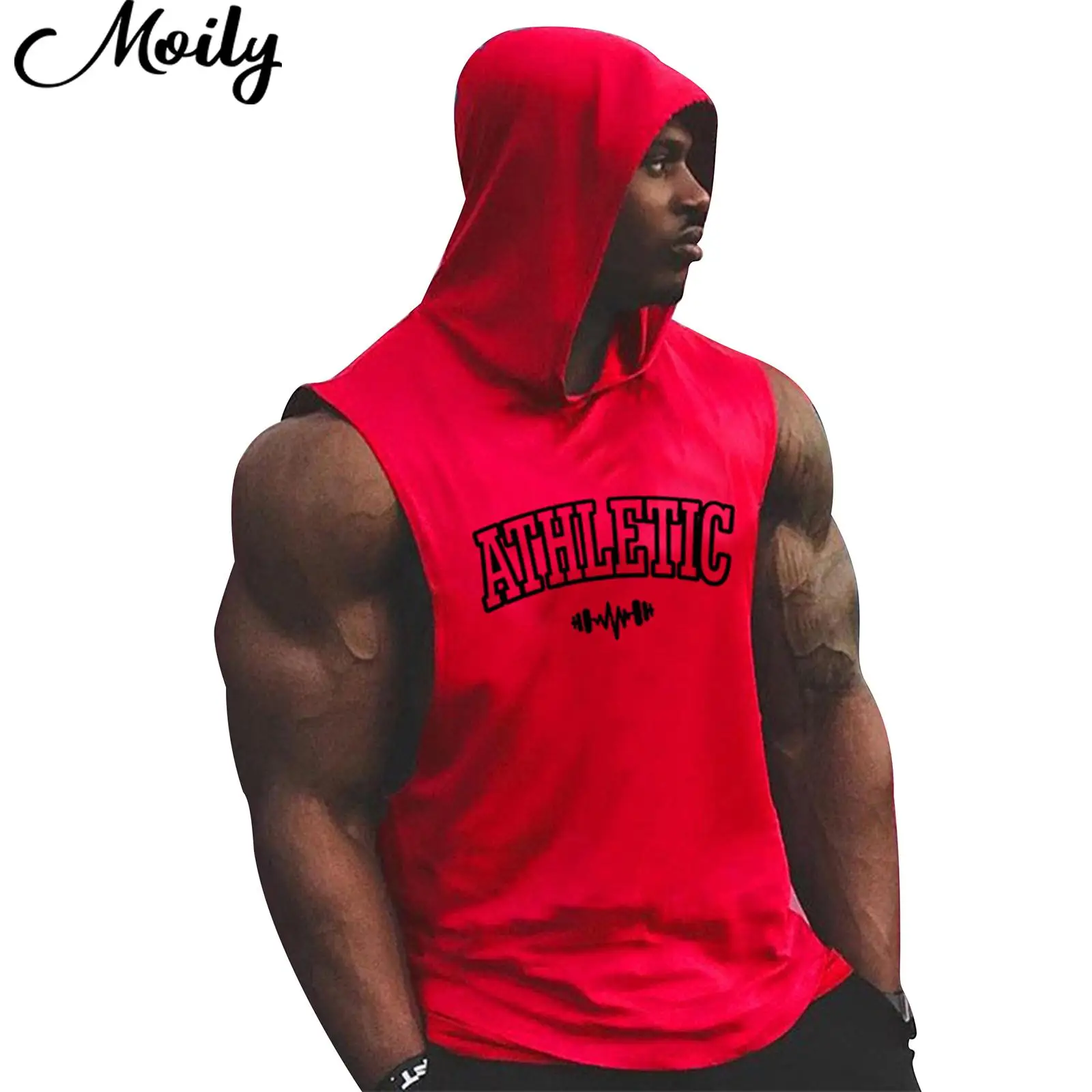 

Men Sport Vest Workout Top Letters Print Sleeveless Hoodie Sweatshirt for Running Jogging Climbing Training Outdoor Activities