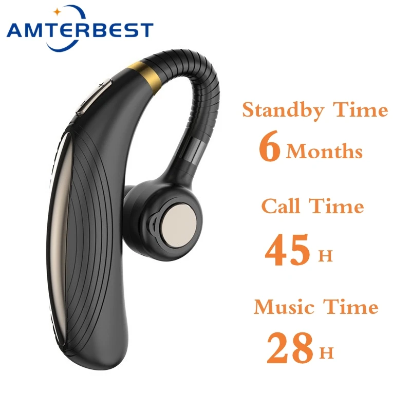 

AMTERBEST Wireless Bluetooth Business Headsets Stereo Headphone Sports Earphone Super Long Standby for IOS Android Smartphones