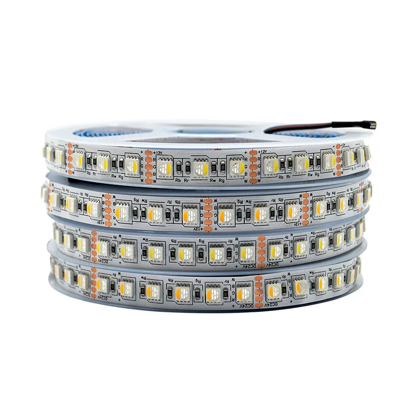 

12V 24V SMD5050 RGBW RGBWW LED Strip Lights RGB + White or Warm White 4 in 1 Chip LED Tape Ribbon 60/84/96 LED/M 12MM White PCB