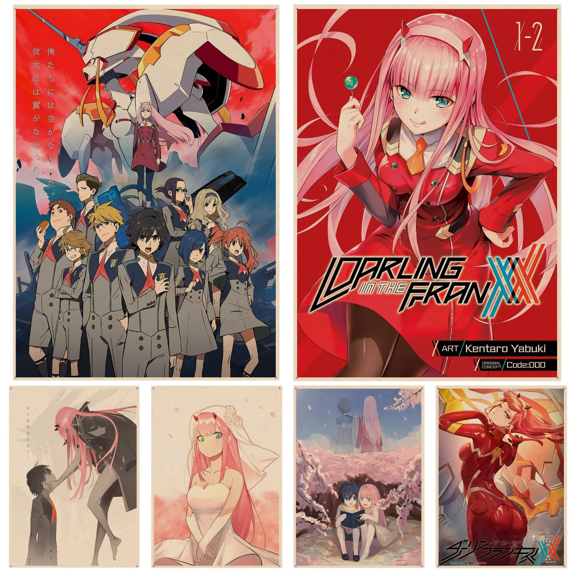

DARLING in the FRANXX Vintage Posters Kraft Paper Vintage Poster Wall Art Painting Study Aesthetic Art Wall Painting