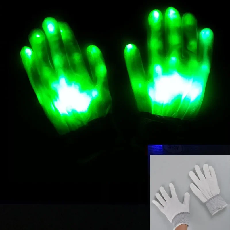 Светящиеся LED перчатки черные/белые