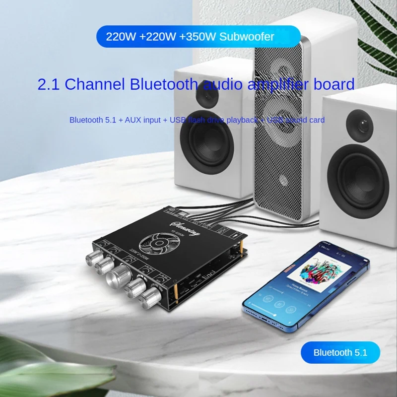 YS-S350H Bluetooth 5.1 Плата усилителя сабвуфера Аудио Стерео цифровой усилитель 220 Втx2 + 350
