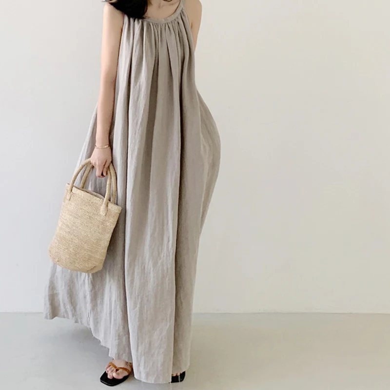 

2021 New Summer Shirt Dress Evening Female Vintage Dress Party Oversize Sleeveless Beach Women Dresses Robe Vestido Prom Pure