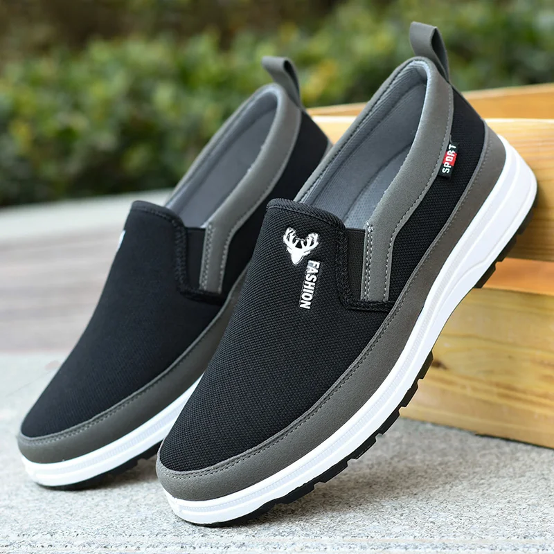 

Men Canvas Shoes Soft Comfortable Tennis Shoes Non-Slip Casual Shoes Slip-On Loafer Walking Shoes Vulcanized Shoes Solid Zapatos