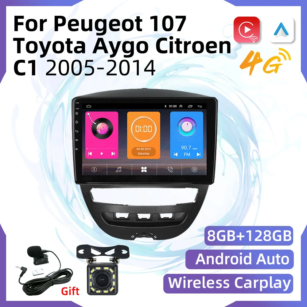 

Car Multimedia Player for Peugeot 107 Toyota Aygo Citroen C1 2005-2014 Android 2 Din Radio Stereo Screen Navigtion GPS Carplay