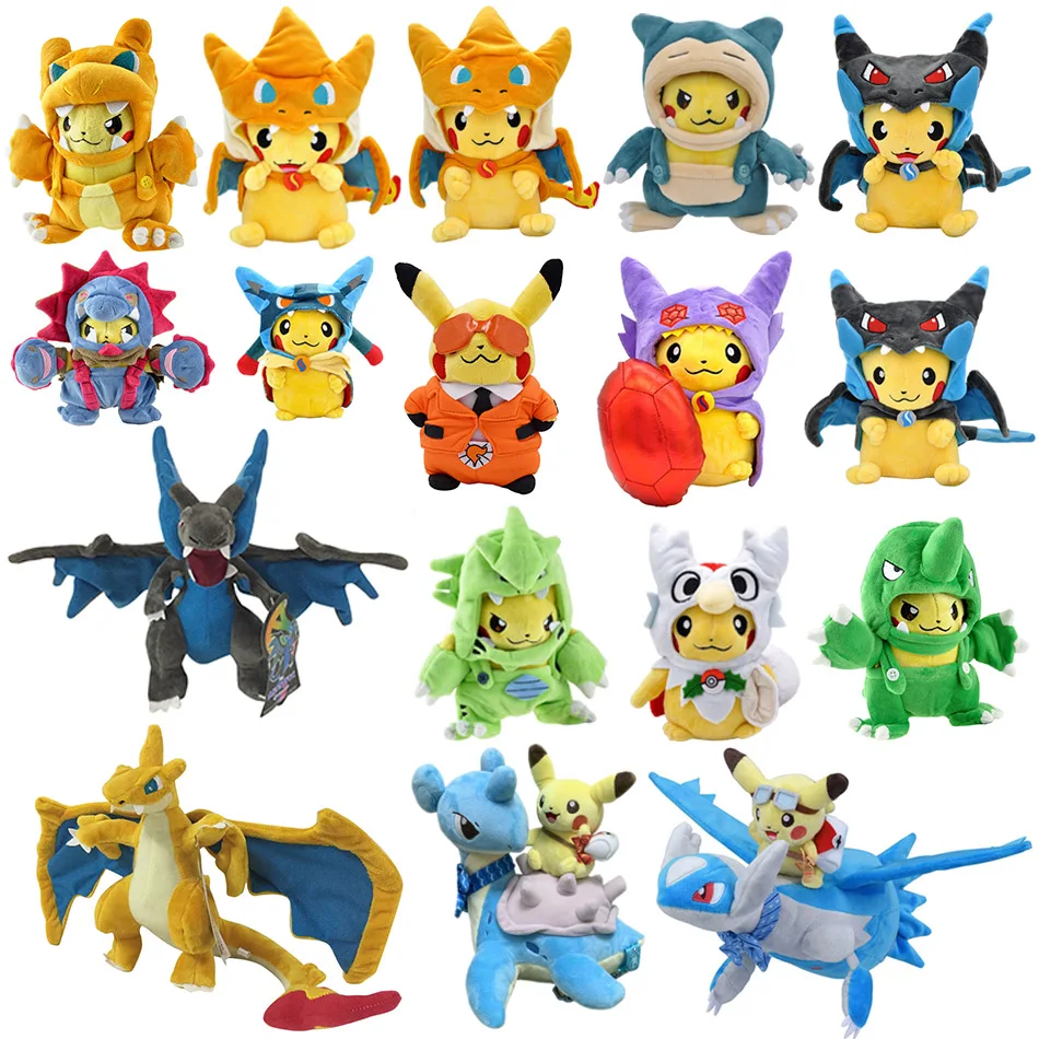 

Cosplay Pokemon Plush Toy Dolls Pikachu Charizard X & Y Anime Figure Eevee Steelix Squirtle Snorlax Plush for Kids Gifts