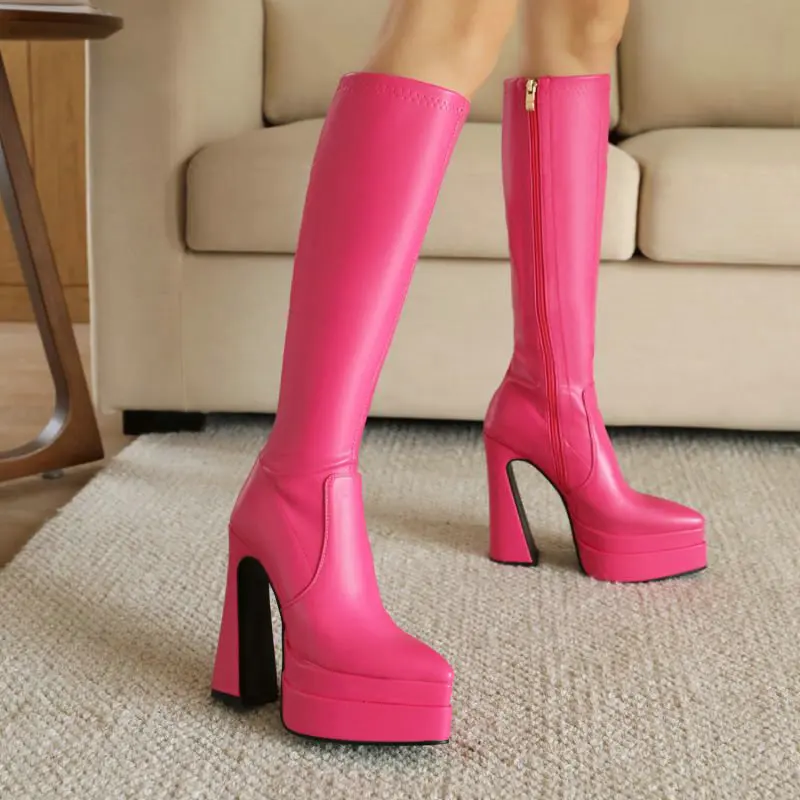 

Platform Thigh High Boots Nightclub 14cm Coarse Heel Autumn Winter Women Party Fashion Sexy Fetish Women Models New Style Mature