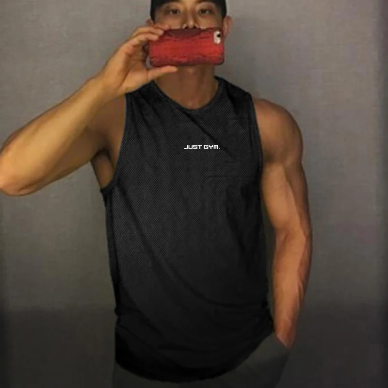 

New Workout Sleeveless Shirt Mesh Gym Stringer Tank Top Men Bodybuilding Clothing Fitness Men's Running Vests Muscle Singlets