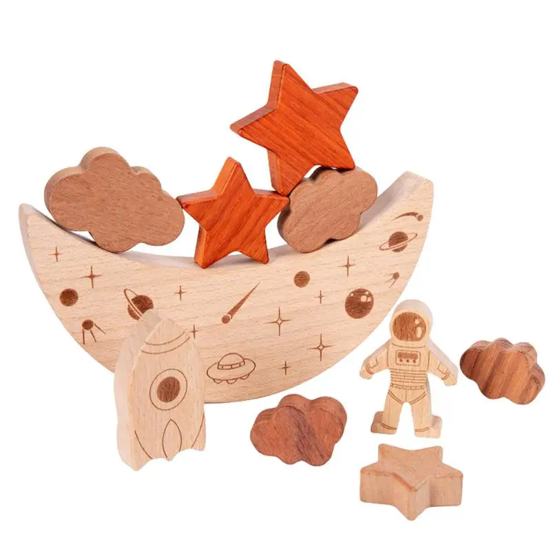 

Детские деревянные строительные блоки Монтессори, интерактивная игра родителей и детей, серия космоса, игрушки для детей, подарок