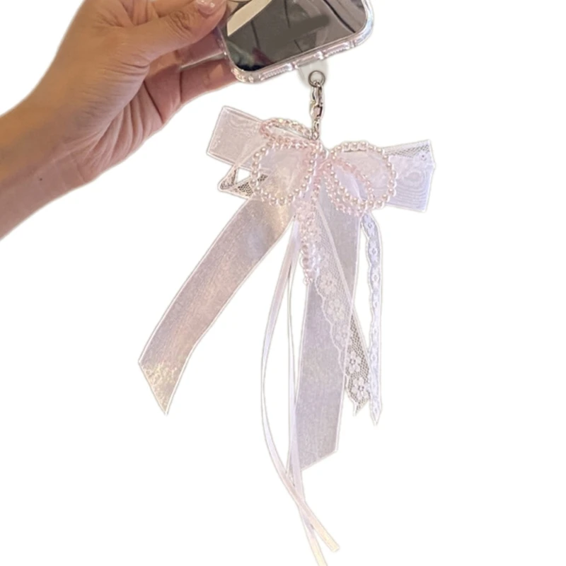Элегантный брелок из бисера подвеска для телефона уникальный ключей лента бант
