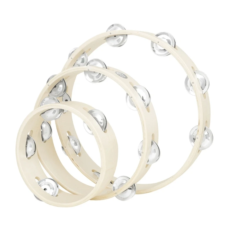 

3Pcs Wood Tambourine Metal Bells Single Row Tambourine Rings for Kids Tambourine for Adults Hand Held Tambourine Rings