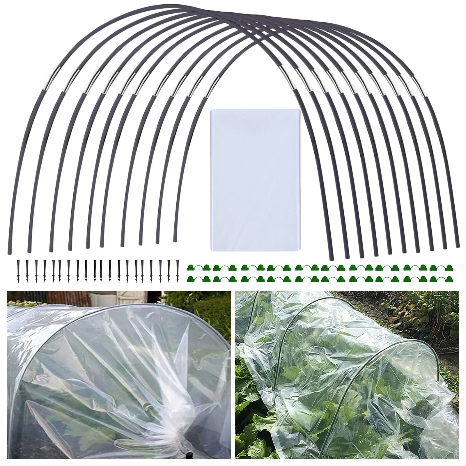

Grow Tunnel For Plants Greenhouse Poly Grow Tunnels Tall Garden Support Frame With PE Cover Greenhouse Hoops Plant Grow Tunnel