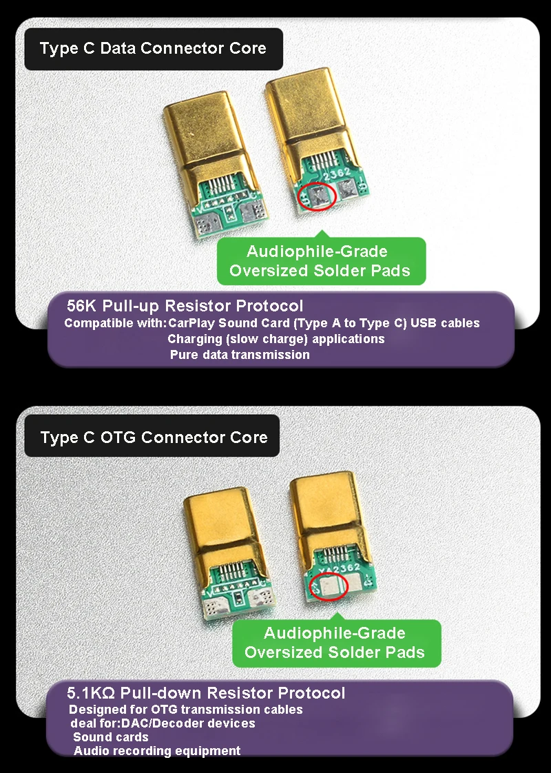 Фото Позолоченный разъем USB A USB B Jack Tail Type A Тип B Тип C Разъем DIY Медный корпус ​ для HiFi Audio ЦАП №5