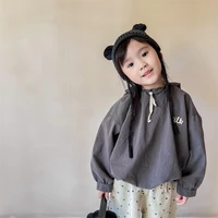 2022 autumn new girl children letter print hoodies baby pure color long sleeves sweatshirts toddler boy cotton casual loose tops