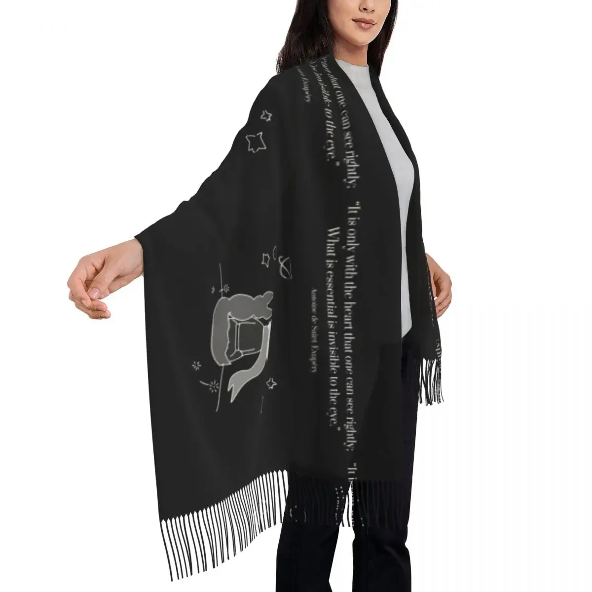 Шарф с цитатами книги Маленький принц теплые мягкие шали и палантины длинной