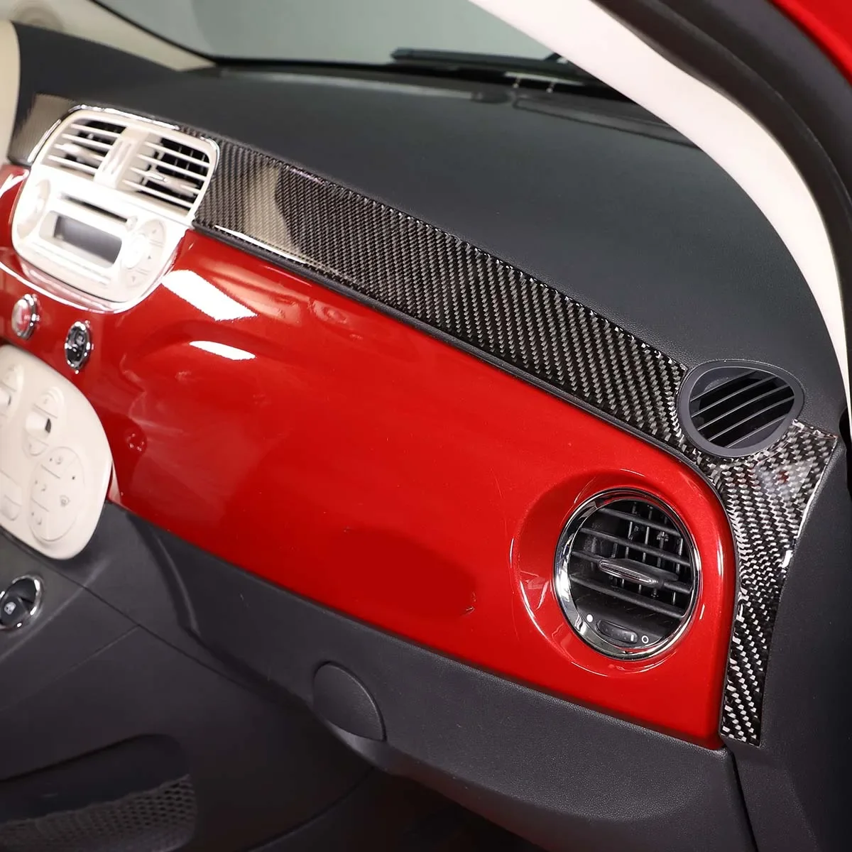 Для Fiat 500 2011-2019 мягкая углеродная волоконная Автомобильная Центральная панель