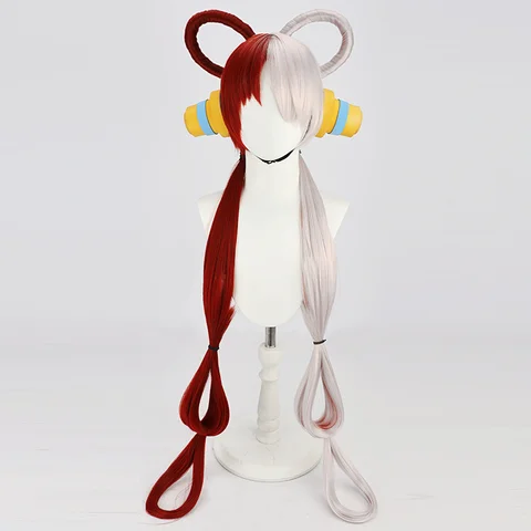 Anime FILM RED UTA Cosplay Wig with Headwear Akakami no shankusu Adopted Daughter UTA Synthetic Hair Halloween Party Costume