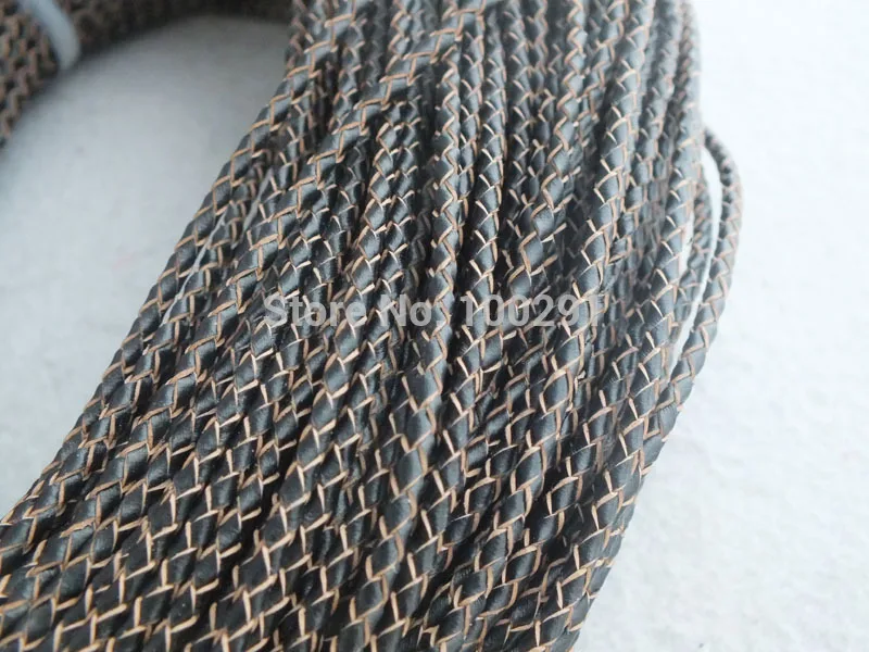 

50 ярдов/ярдов! Высококачественный натуральный 4 мм черный плетеный кожаный шнур geunine