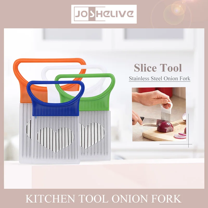 

Stainless Steel Onion Needle Fork Pine Meat Needle Vegetable Fruit Slicer Tomato Cutter Cutting Holder Kitchen Safe Aid Tool