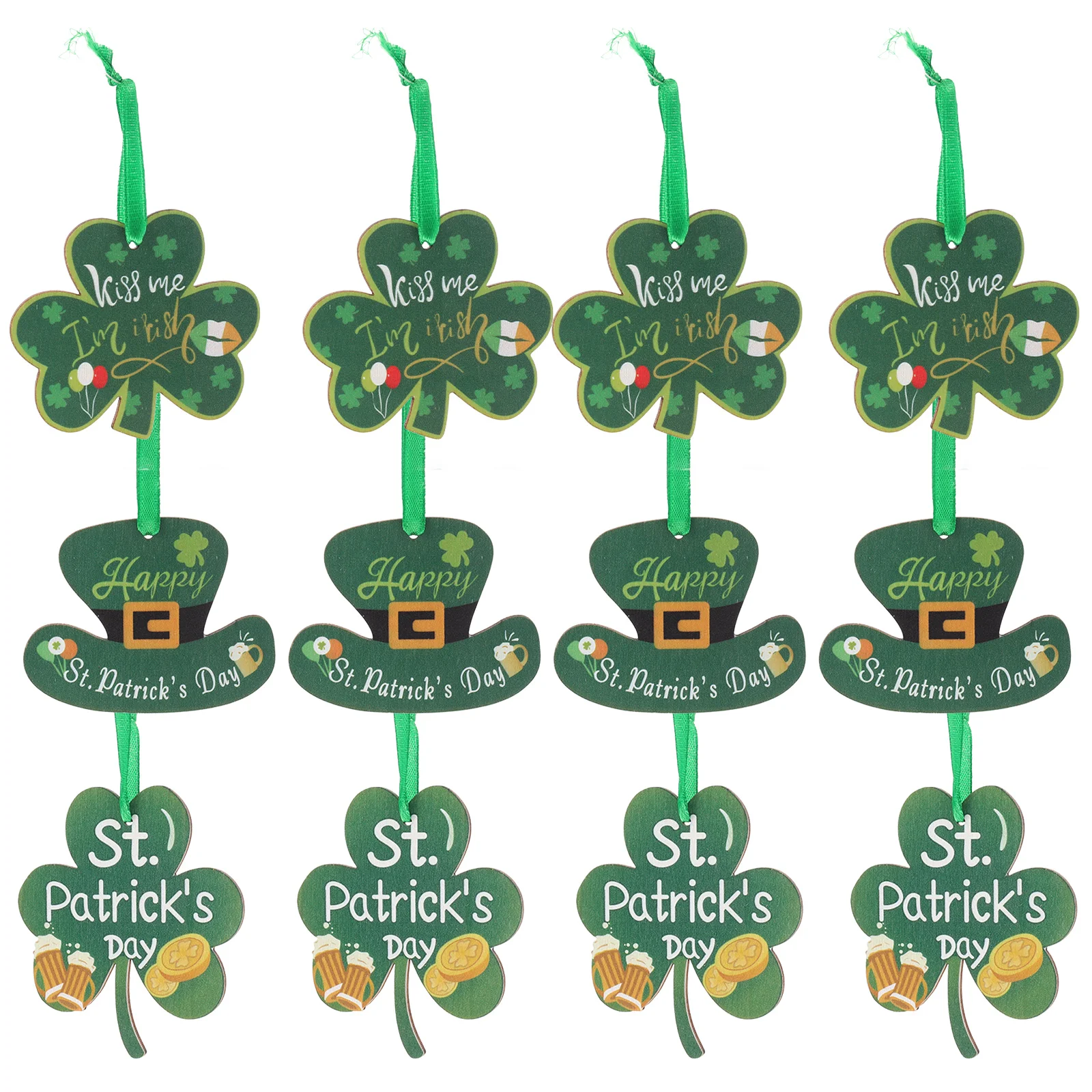 

12Pcs Delicate St. Patrick Day Hat Decor Wooden Board Hanging Ornament
