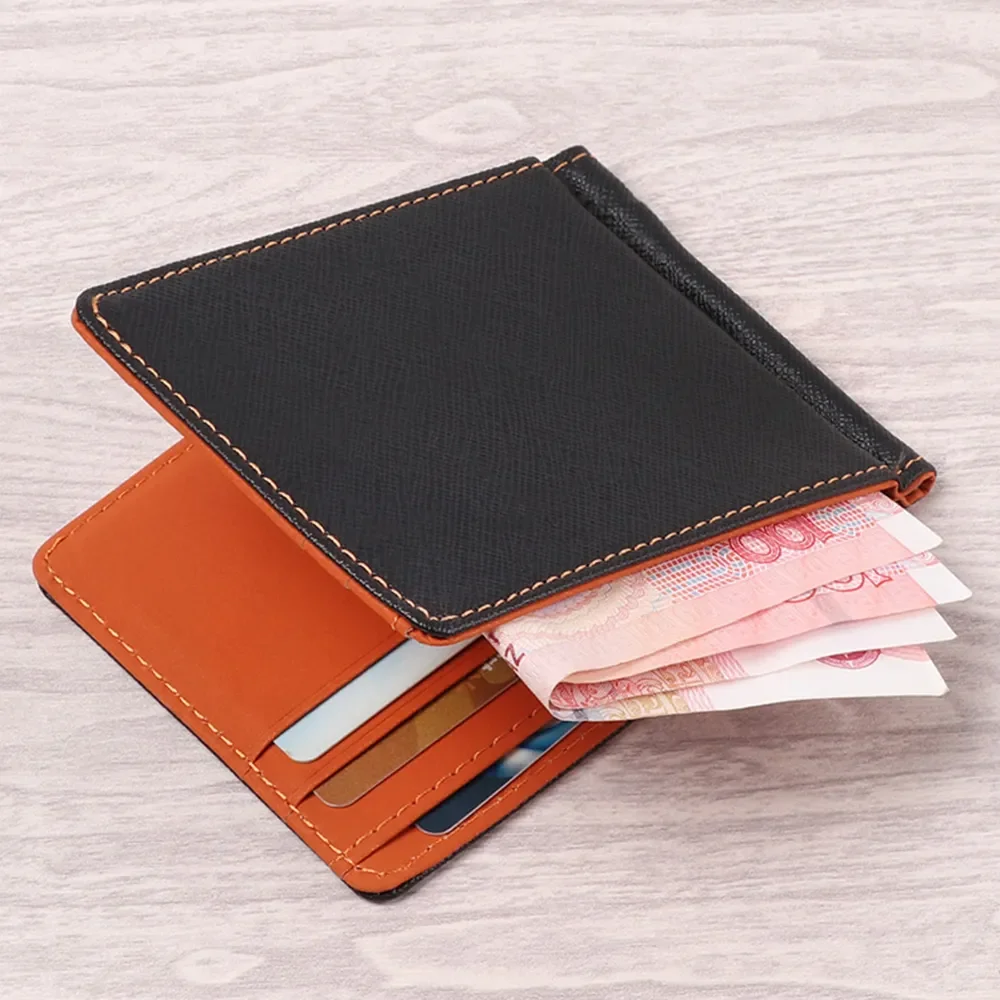 New  PU Leather Men Wallet Sollid Thin Bifold Money Clips Fashion Business Wallet Purse