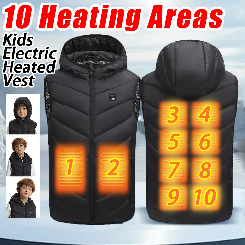 Жилет с электроподогревом 10 зон тепловая безрукавка USB-зарядкой зимняя теплая