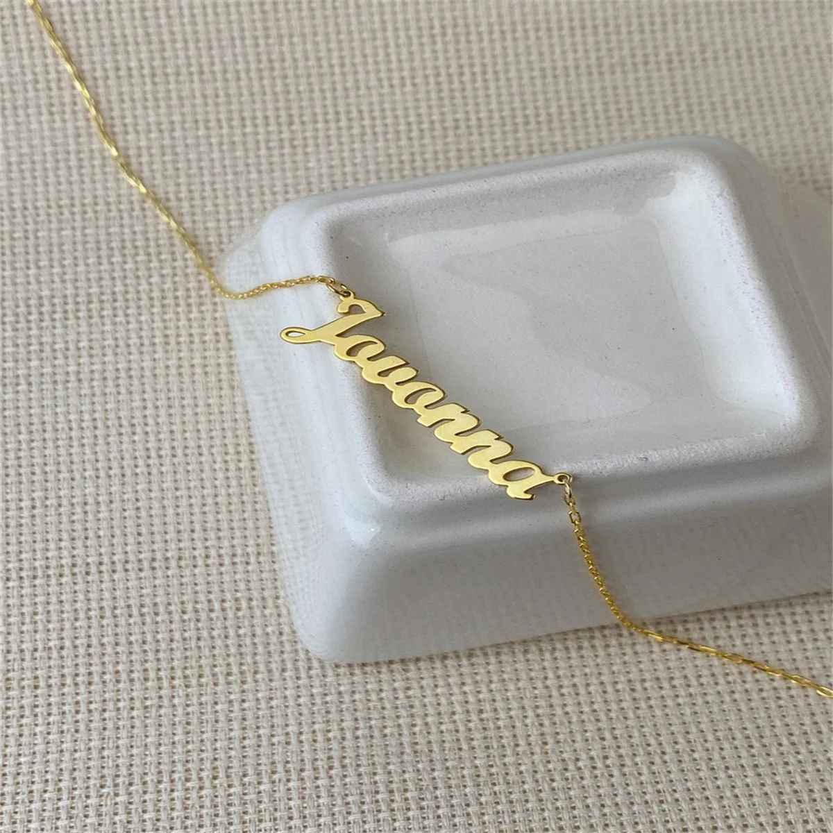 

VishowCo Personalized Name Choker Custom Gold Stainless Steel Chain Nameplate Choker Letter Pendant Jewelry Best Friends Gifts